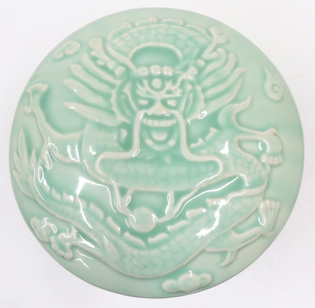 Setomono Honpo Celadon Dragon Urn [5 Sun] Body Diameter 15cm X Height 18cm
