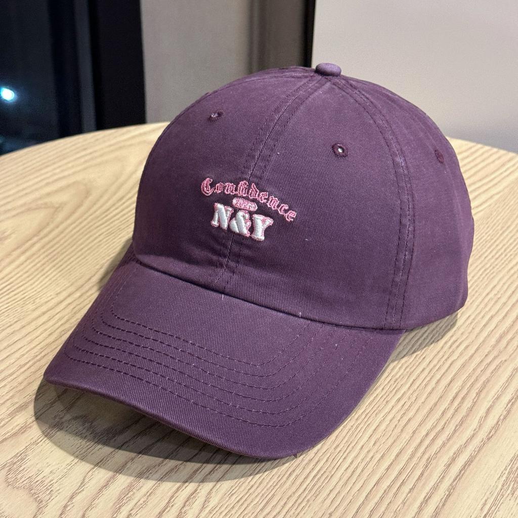 New style pure cotton washed soft-top baseball cap for women, spring and summer street fashion letter print, face-slimming curved brim cap for men