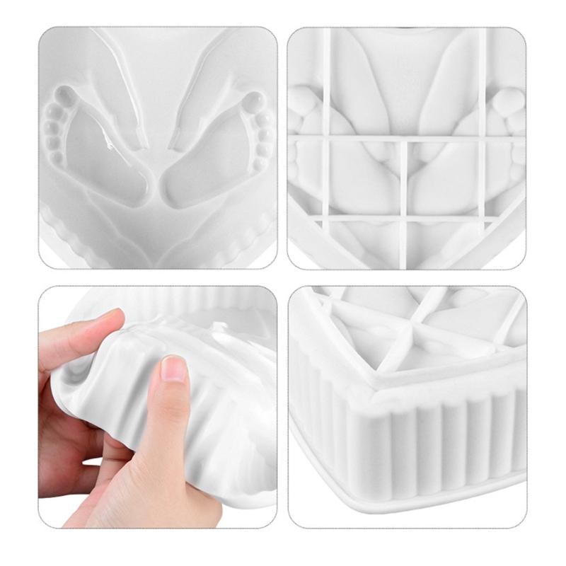 Heart And Footprint Shape Silicone Cake Cast Molds For DIY Baking Perfect For Family Parties Kids Birthday Celebration