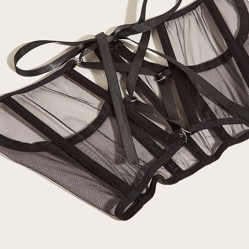 Women Waistband Corset Belt Under Bust Waist Cincher Mesh Party Clubwear Elegant