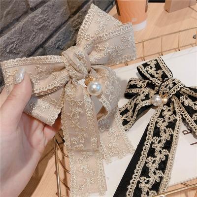 2 w 1 Kobiety Vintage Big Bow Broszka Szpilka Koronkowy Haft Krawat