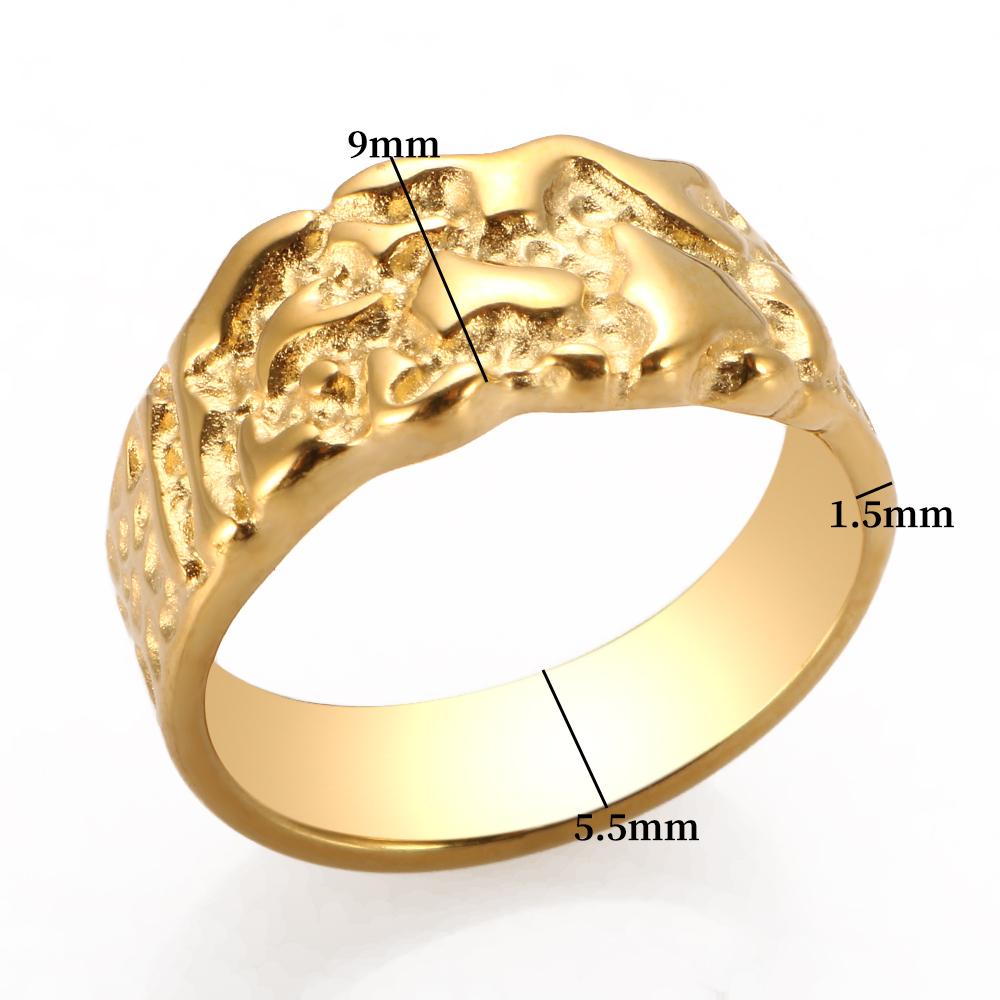 Vintage Gold Color Nugget Unique Ring Stainless Steel Punky For Women Men Aesthetic Bump Jewelry Gift Elder Rings 2022 New Trend