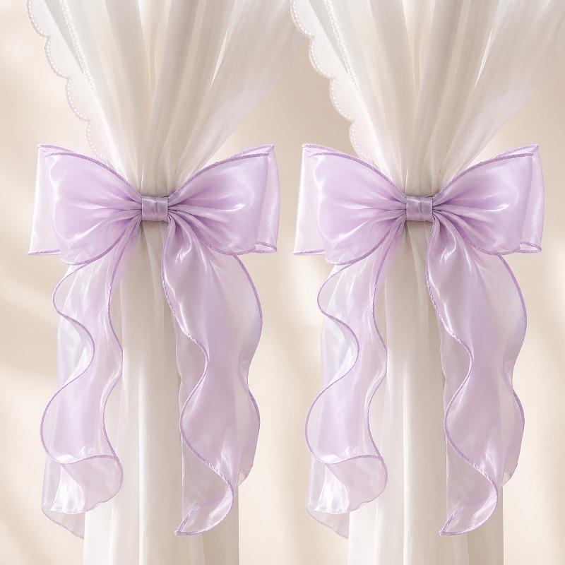 French Bow Curtain Tie, Pink and Blue Gauze Curtain Decoration, Ribbon, Living Room, Bedroom, Princess Style, Tie Rope, Wedding Decoration