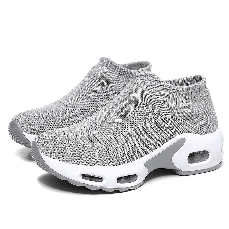 Fashion Women Sneakers 2025 Spring Flat Shoes Slip on Platform Sneakers for Women Black Breathable Mesh Sock Sneakers Shoes