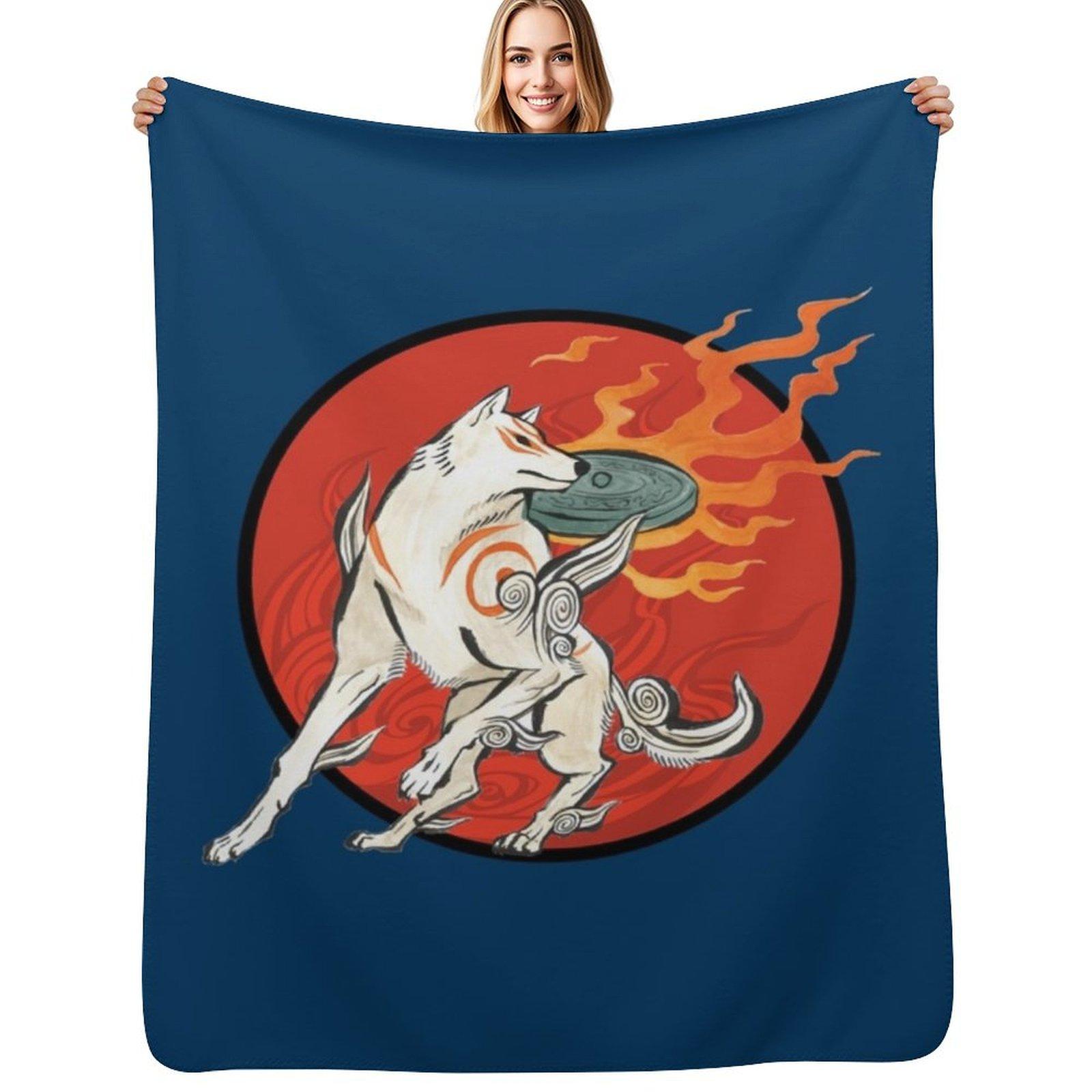 

Okami Amaterasu Sun Throw Blanket Fuzzy Plush Throw Blanket for Sofa Chair 102x76cm(40x30in)