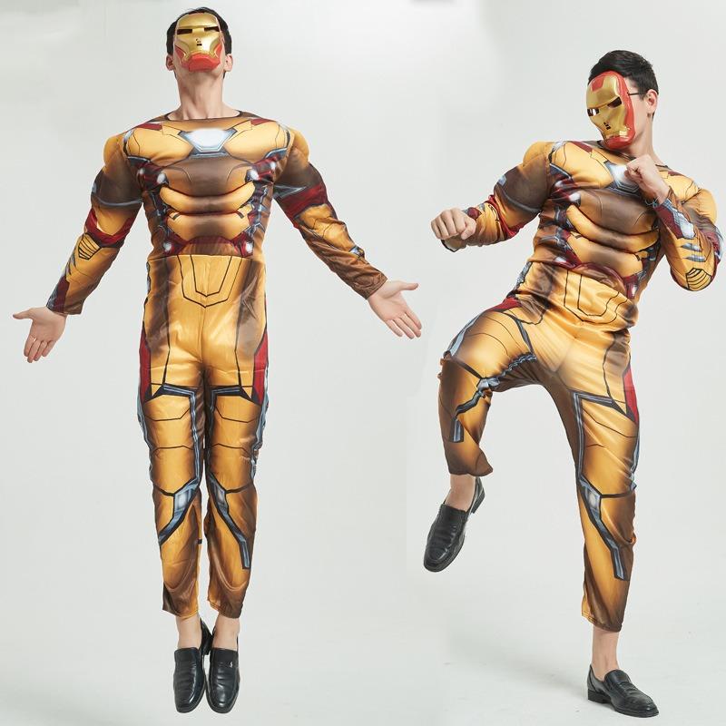 Cosplay Iron Man Hero New Adult Yellow Steel Captain Batman Adult Muscle Costume Male