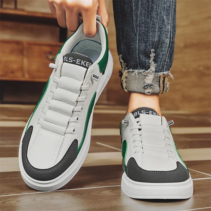 Leather Color Matching Casual Footwear Youth Fashion Trendy Flat Bottom Daily Sports Men'S Shoes