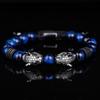 New Trend Double Leopard Head Handmade Tiger's-eye Bracelets  Accessories Handmade Men's Jewelry Pulseras Homme
