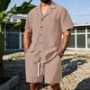 Set Camicia Estiva Uomo Casual Outdoor Tuta 2 Pezzi Ehome Abbigliamento Pigiama Comodo Traspirante Spiaggia Manica Corta Set