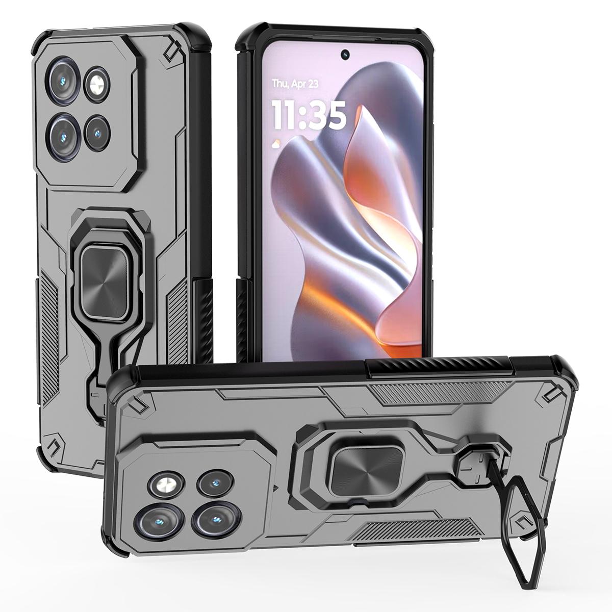 

Phone Case for Motorola Edge 50 Neo 5G/Moto S50 5G/ThinkPhone 25 5G Rotatable Ring Kickstand PC+TPU Shockproof Cover Black
