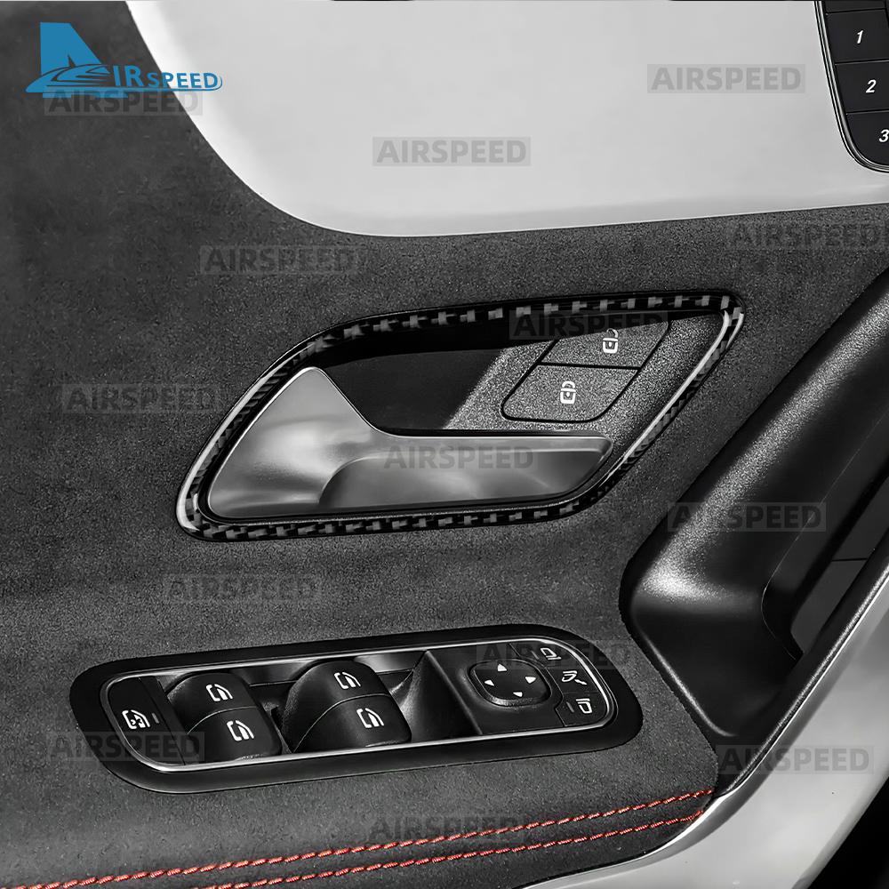 Real Soft Carbon Fiber Trim Sticker For Mercedes Benz A CLA Class W177 W118 C118 2020-2025 2025 Car Inner Door Handle Frame