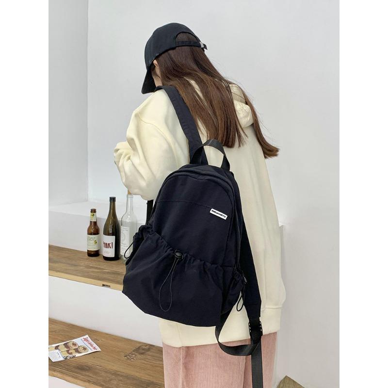 School bag new casual backpack travel versatile solid color light large capacity student bag