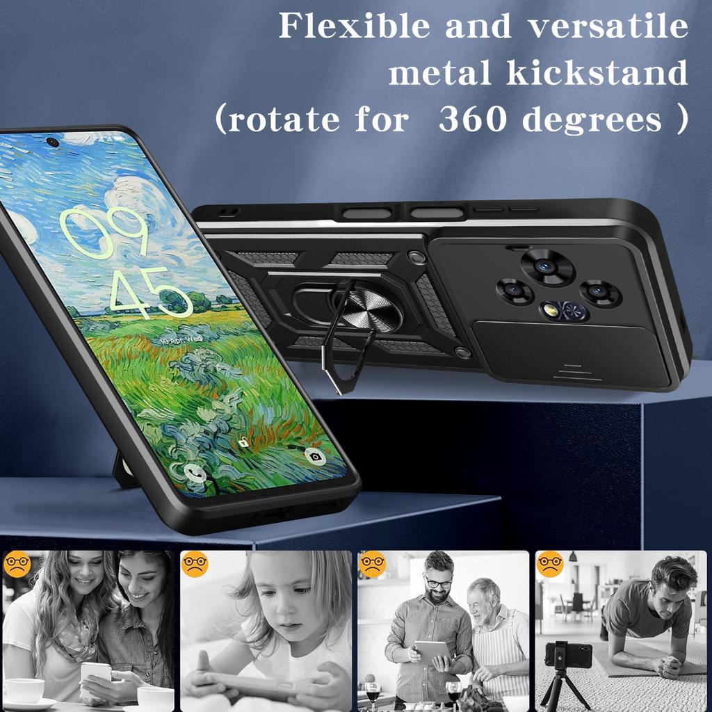 For TCL 50 Pro NxtPaper 5G Deksel med Skyvekamera-deksel PC+TPU Støtteben Telefondeksel