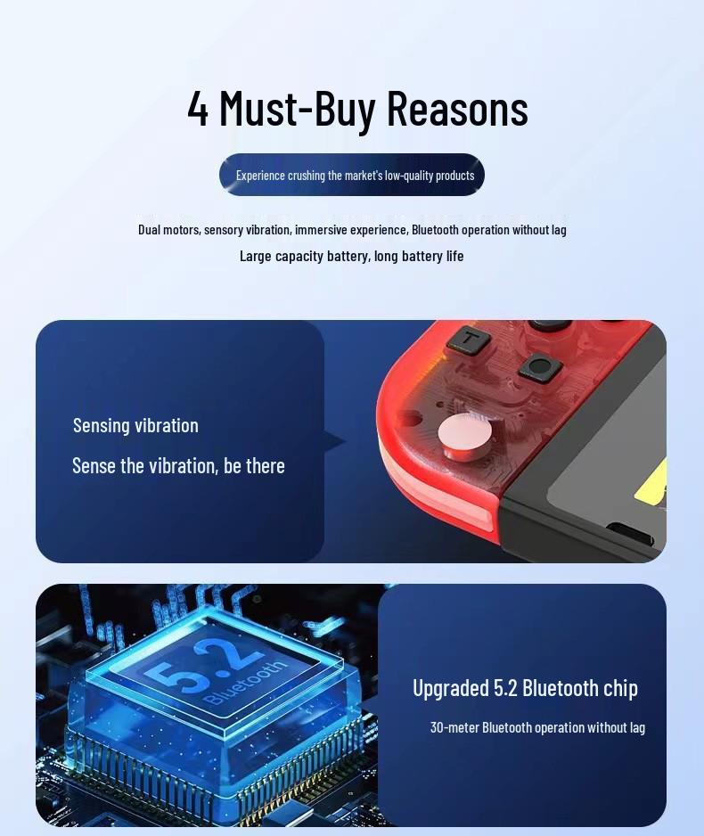 Joycon-style RGB Wireless Bluetooth Game Controller with Switchable Left and Right Small Handles for NS.