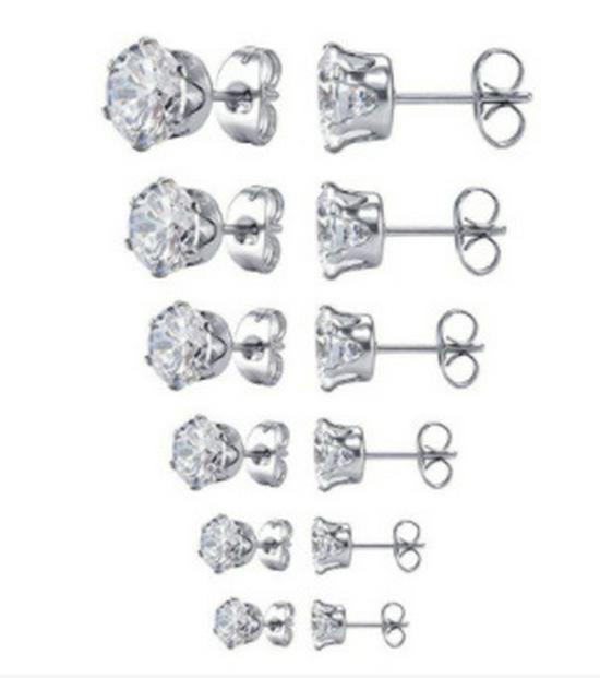 

«Серьги-гвоздики Crown из нержавеющей стали с цирконием и шестью когтями — титановые серьги-косточки для женщин»