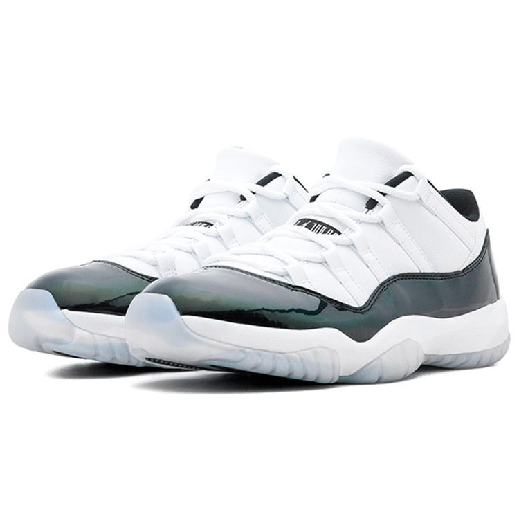 Air Jordan 11 Retro Low Smeraldo Scarpe da Ginnastica da Uomo Bianco Smeraldo-Rise-Nero 528895-145