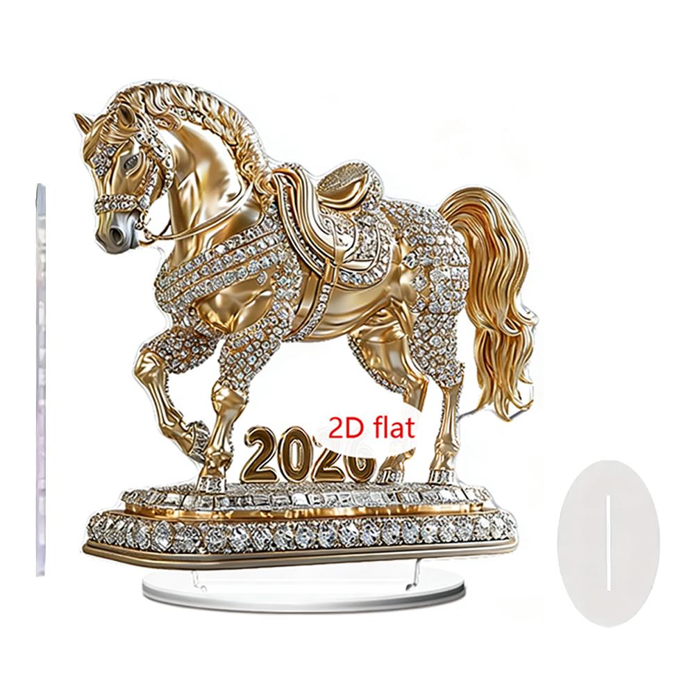2026 Year Of The Horse 2D Acrylic Laser Relief Home Desktop Ornament, Living Room, Bedroom, Festival Symbolism Decoration Props