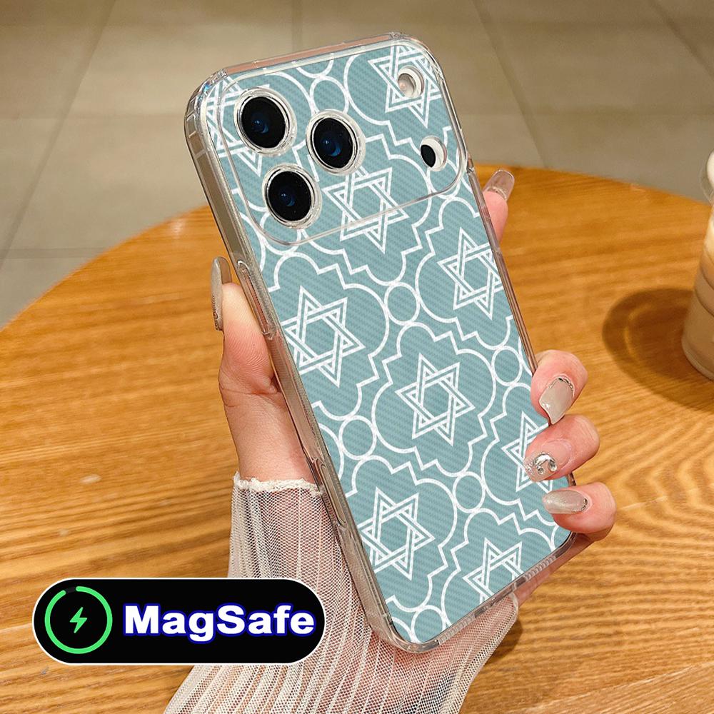 Jewish Hanukkah Mobile Phone Case for iPhone 17 16 15 14 13 12 11 Air Pro Max Plus Mini Magsafe Clear Colorful Cover Luxury