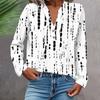 Women's Fashionable And Casual Shirt Long Sleeve V-neck Button Printed Blouse Top