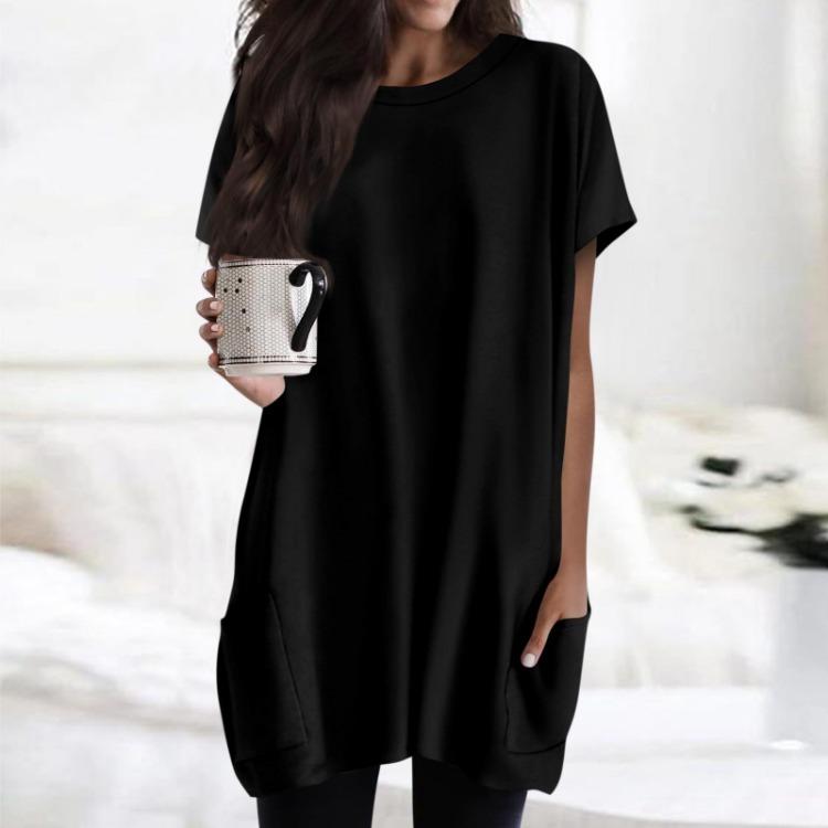 Regular Fit Women T Shirt Short Sleeves Round Neck Pocket Print Tops