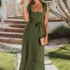 Summer Women's Pullover Hanger Strap Off Shoulder One Line Neck Lace Up Bow Tie Solid Color Split Fashion Casual Sexy Dresses
