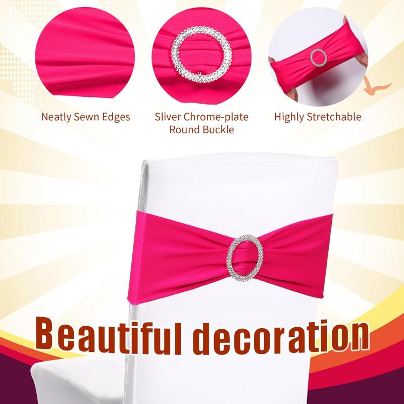 Spandex Chair Sashes Premium Stretch Chair Cover Band with Buckle Universal Elastic Chair Ties for Wedding Party Ceremony Decors