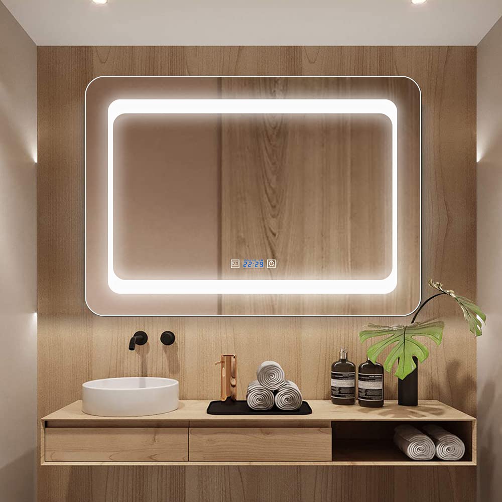 

Светодиодное зеркало Bacoer, идеально подходящее для ванных комнат, с регулируемой цветовой температурой от 3000 до 6000K (теплый белый), горизонтальное настенное освещение, белый