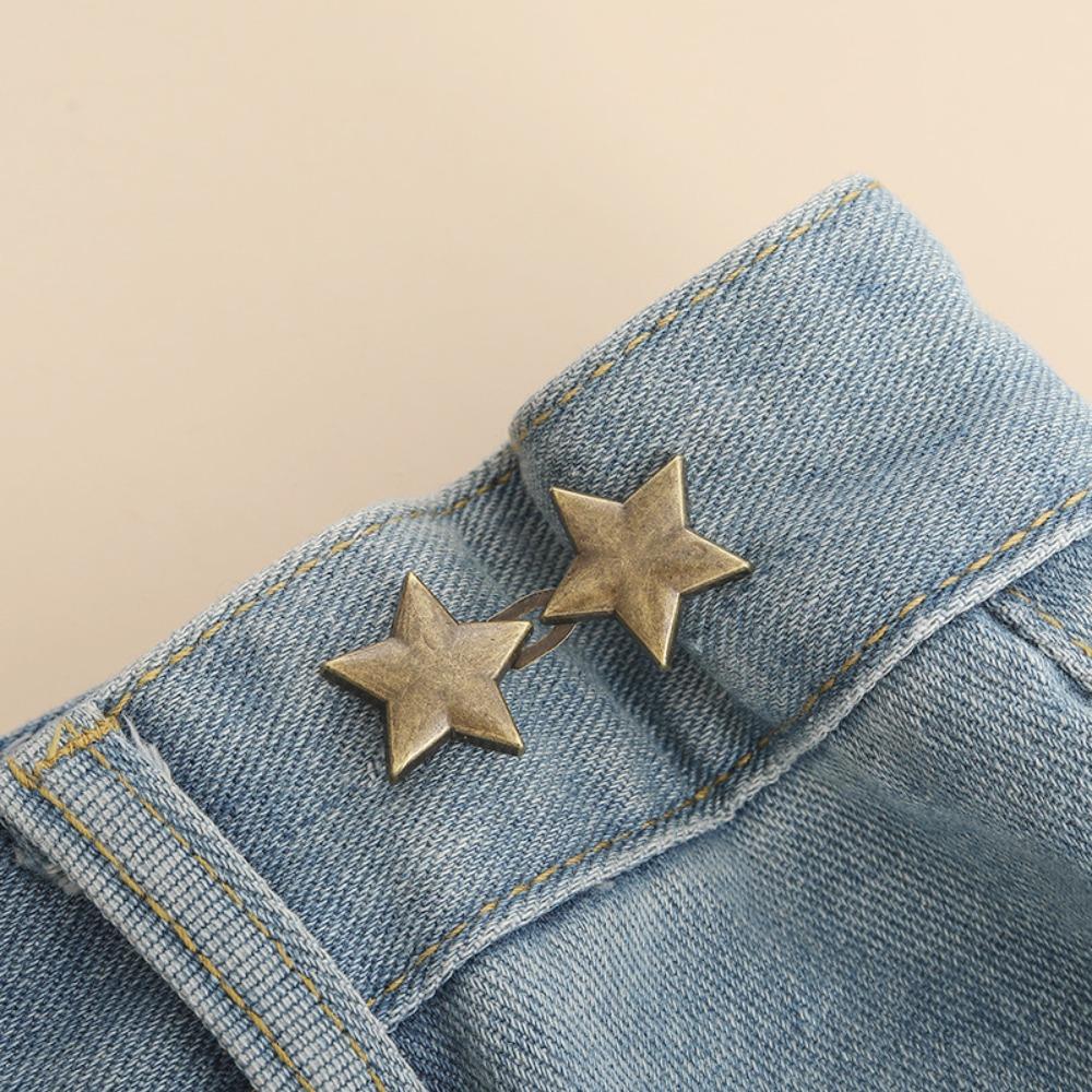 1 Pair Jeans Button Adjustable Clips for Pant Skirts Waist Tightener Buckle Snap Button Adjuster Pin Retractable Button Pants