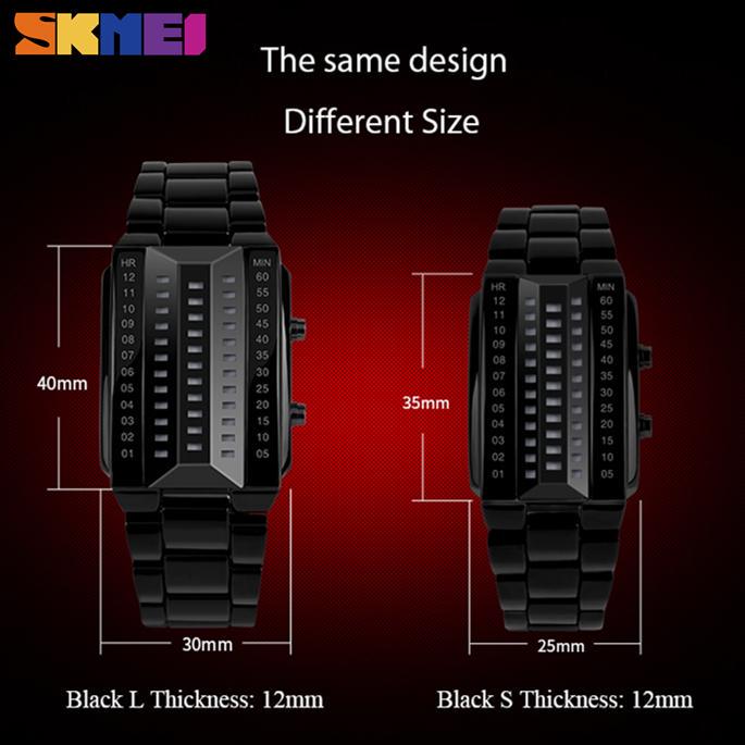 SKMEI Luxury Creative Sport Watch Men Stainless Steel Strap 5Bar Waterproof Digital Wristwatches