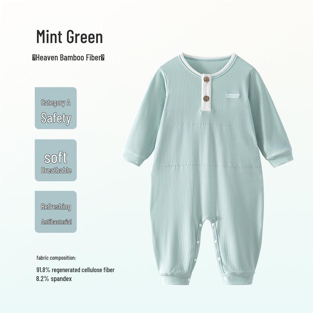Bamboo Fiber Kid's Pajamas: Cool, Sweat-Wicking One-Piece with Belly Protection for Toddlers & Children (S, M, L) - Ideal for Air Conditioning.