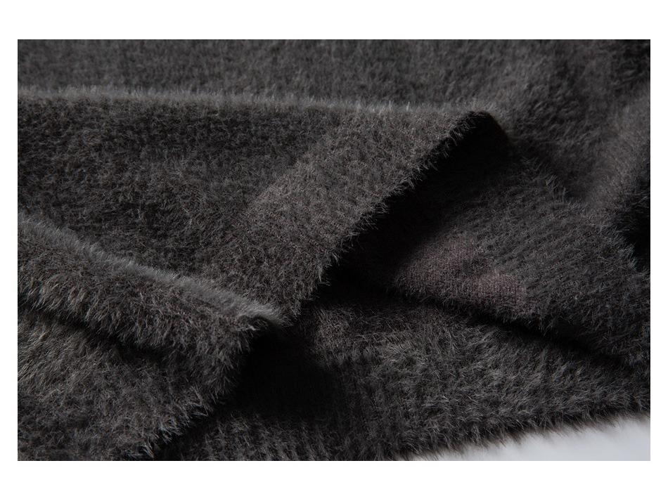AIMATARGET Unisex Retro Zimní svetr z umělé norkové kožešiny, Pletený top s kulatým výstřihem