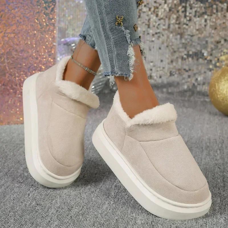 Fashion 2024 Hot Sale Women's Shoes Slip-on Women's Boots Fashion Round Toe Daily Boots Women New Plus Size Short Plush Snow Boots