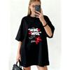 Oversized T Shirt Black Homemade With Heart And Angel Print For Casual Wear