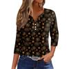 Women's Fashion Casual Halloween Printed V.Neck Short Sleeve Decorative Button Three.quarter Sleeve T-shirt Tor
