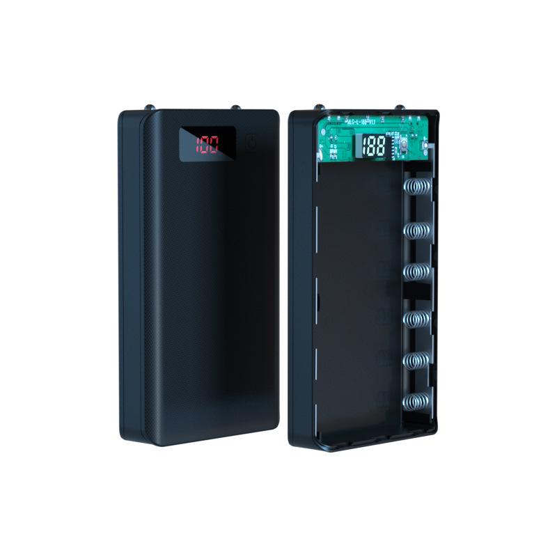6-Cell Solderless Power Bank Kit with Dual Input and LED Display
