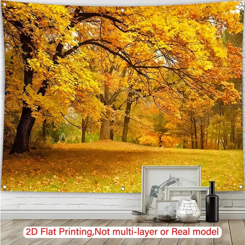2D Flat Design 1 Piece Autumn Maple Tree. Background Fabric for Living Room and Bedroom. Decorative for the Garden.