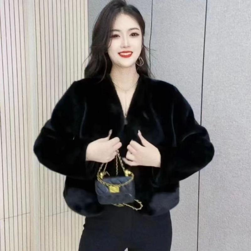 Winter New Imitation Mink Short Collar Fur Integrated Imitation Mink Fur Fur Fur Coat