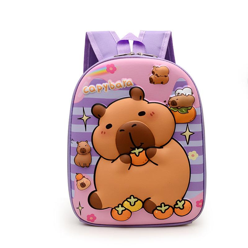 School Bag Kapibara Bag Cartoon Hard Shell Bag 3-6 Years Old Trendy Fashion Shoulder Back