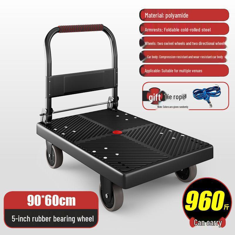 Compact Folding Flatbed Trolley: Silent, Lightweight, Multi-Functional Hand Truck for Pulling and Pushing Goods