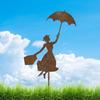 1Pc Garden Stake,Rust Patina Rusty Flower Bed Stake Woman with Umbrella Decorative Rust Figure for The Garden Mother'S Day Gift,Without Electricity