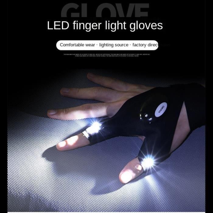 Couleur Deux gauche et droite Gants de pêche de nuit avec lampe torche LED, accessoires, outils de sauvetage,