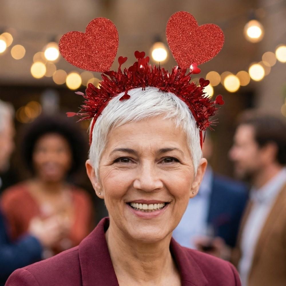 Sweet Headdress Valentine's Day Hair Hoop LOVE Sequins Red Heart Headband Red 22CM Shining Heart Hairband Men/Women