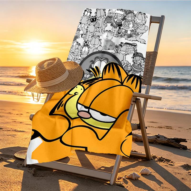 Garfield Print Beach Towel Design, Soft, Lightweight. for Home Bathroom, Spa, Pool, Yoga, Surfing, Camping, Gift for Family, Friend