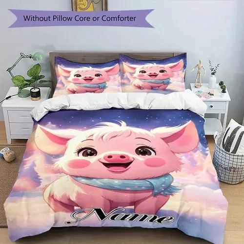 Cartoon Pig Duvet Cover Duvet Cover With Cartoon Pig Pattern Suitable For Children Kids And Adults Soft Warm And Breathable