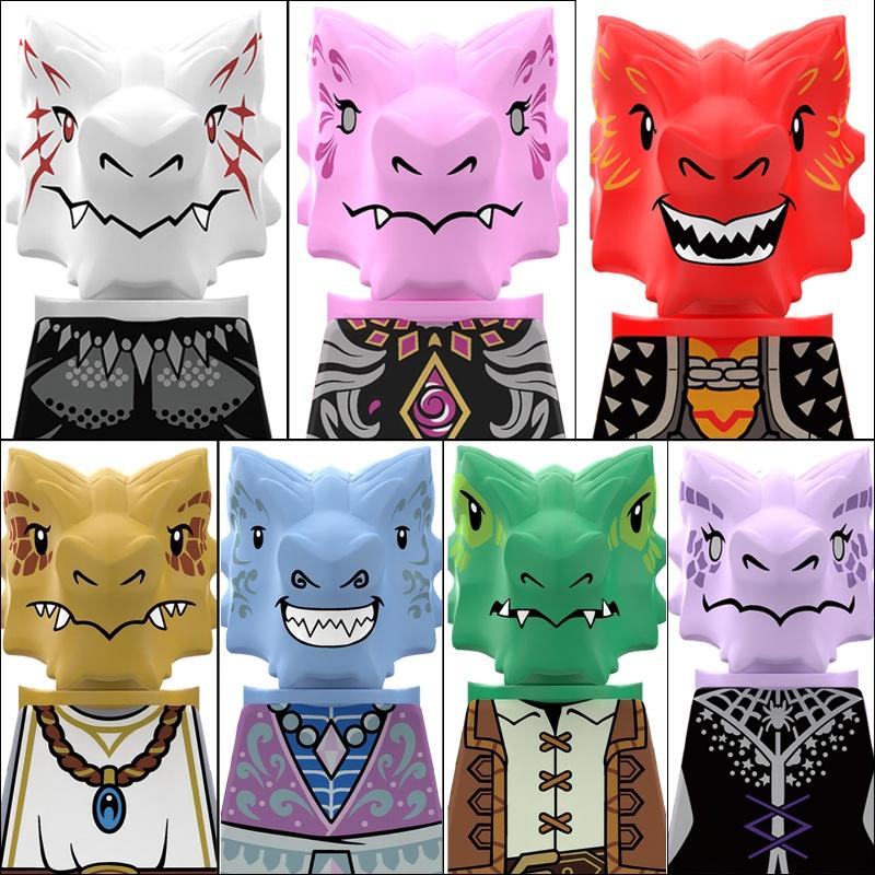 MOC Аниме Мультфильмы Игры Игрушечные Кубики Куклы Драконорожденный Средневековые Драконы Рыцари Солдаты Воины Строительные Блоки для Детских Игрушек