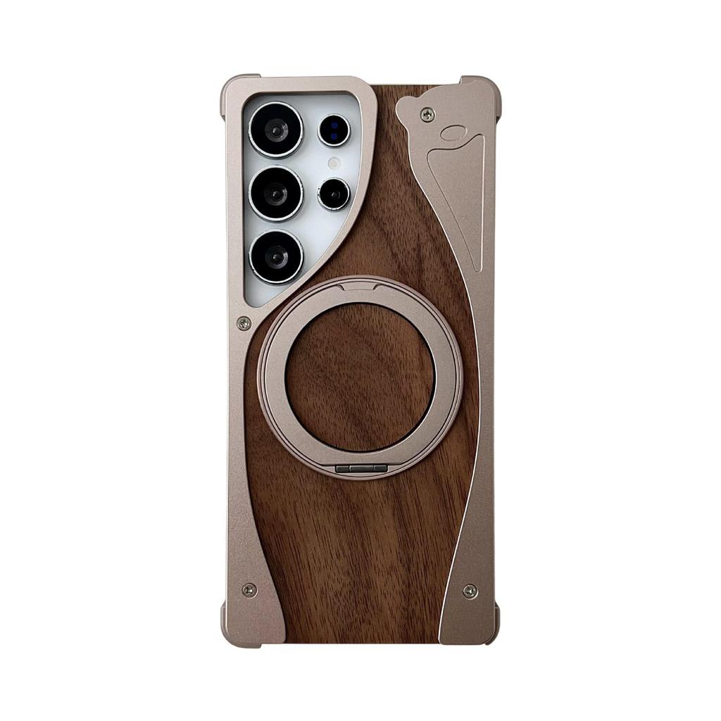 Samsung S25 Ultra Walnut Wood Magnetic Stand Case