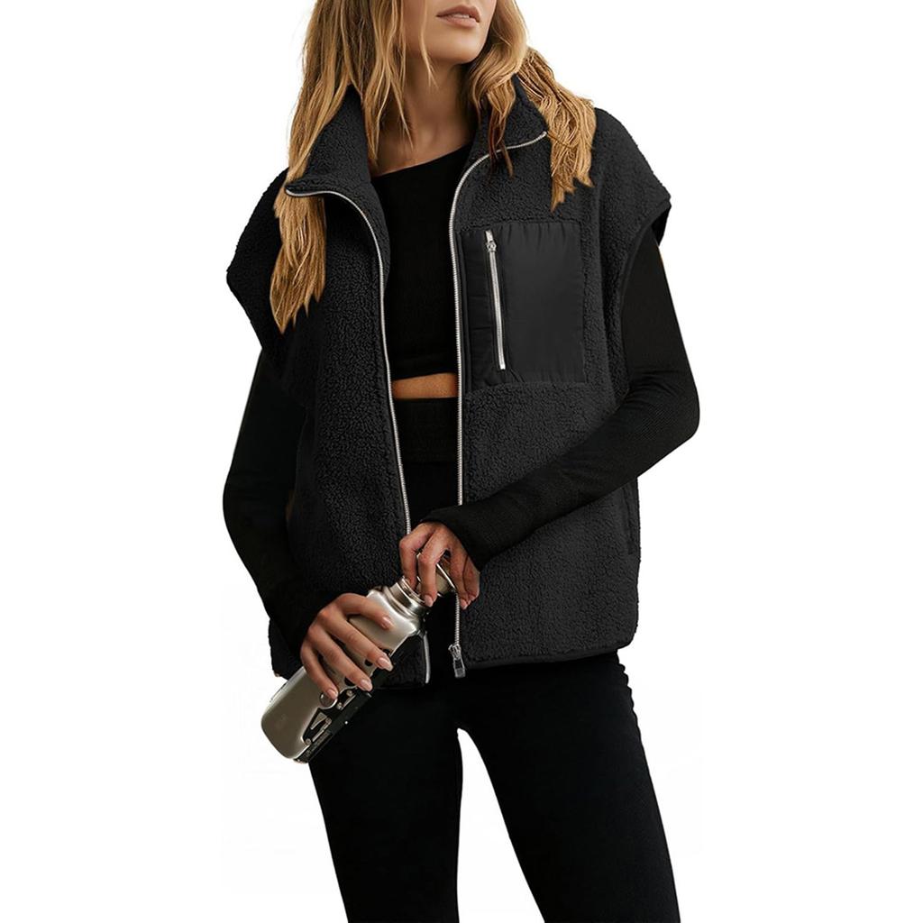 Women's Fashionable Fleece Vest, Warm And Casual Loose-fitting Fleece Jacket