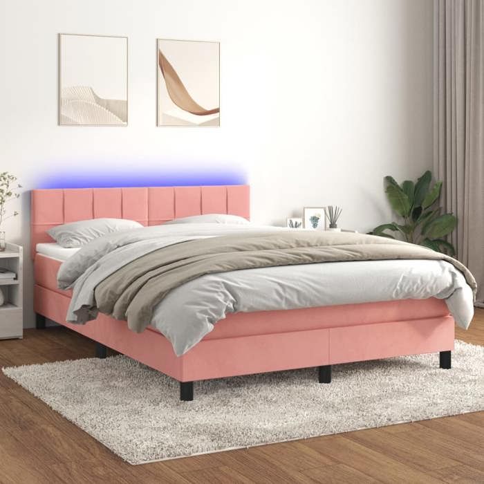 VidaXL Sommier à Lattes de Lit avec Matelas et LED, Lit Rembourré, Lit Double, Lit Adulte de Chambre à Coucher Intérieur, 3134404