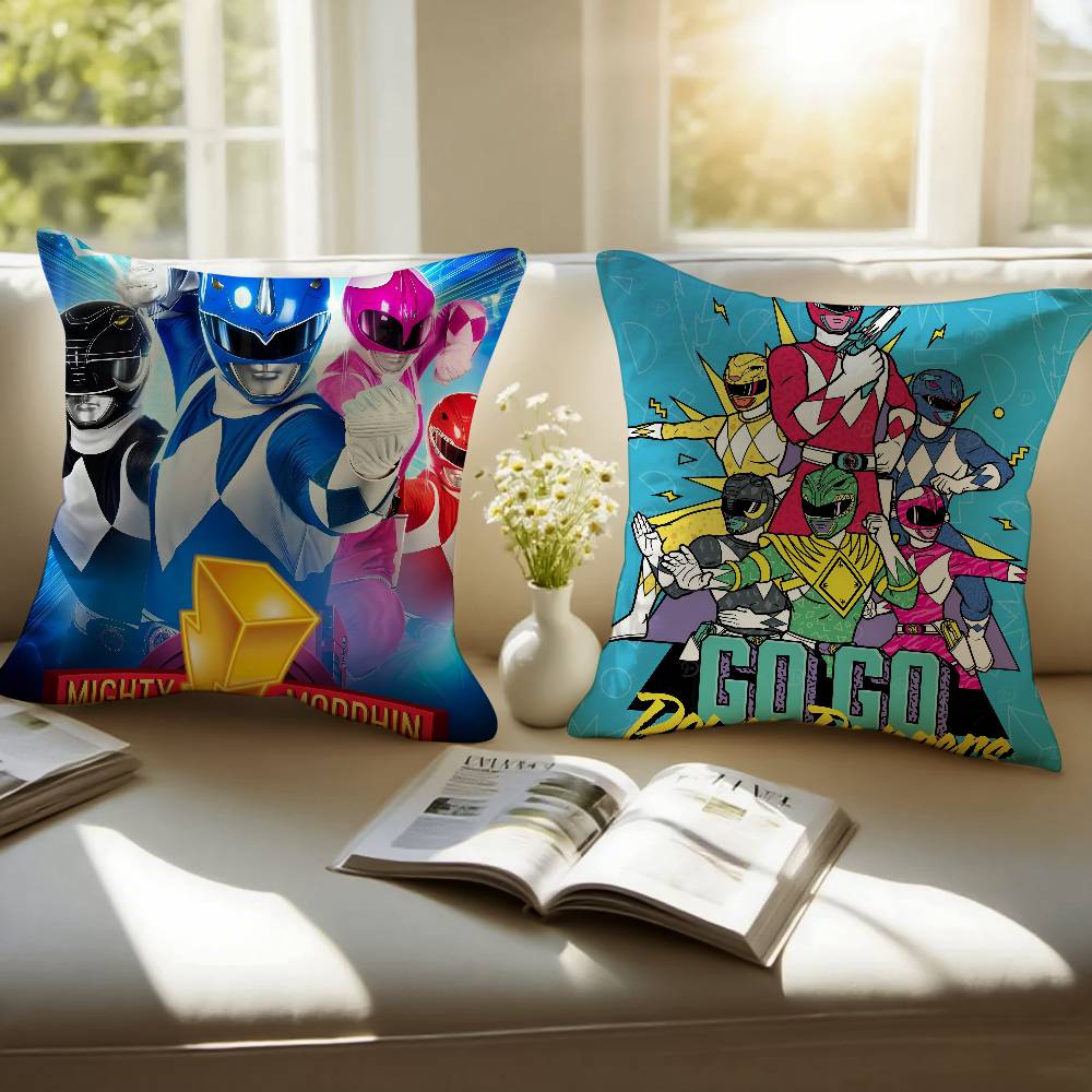 M-Mocní M-Morfující Power Rangers Povlak na polštář Roztočům odolný povlak na polštář Skrytý zip Hedvábný krátký plyš Potah na polštář na pohovku