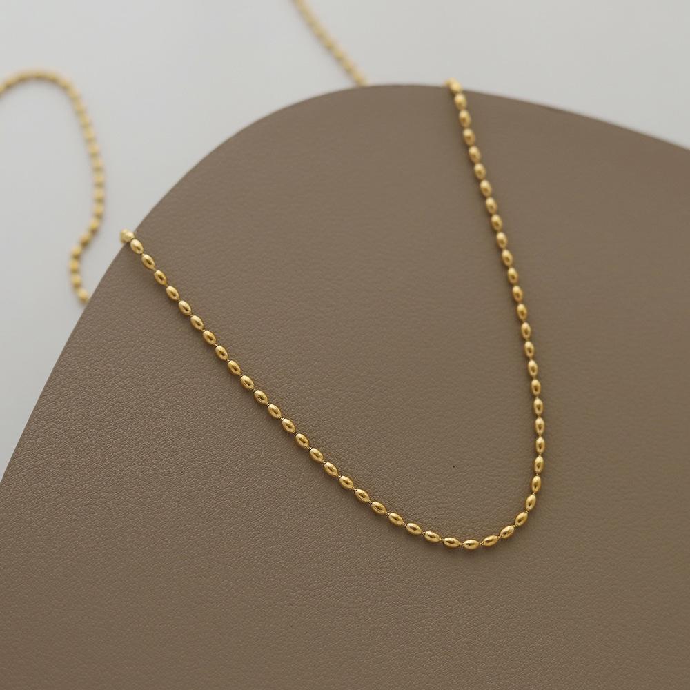 Stainless Steel Rice Bead Choker Necklace for Women - Titanium Steel Layering Accessories